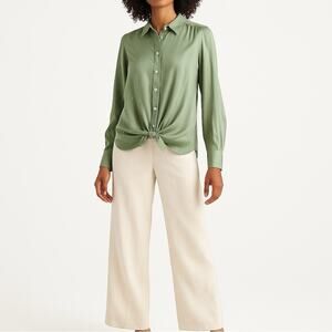 BAILEY 44 Relaxed Fit Rhinestone Detail Button-Front Blouse | Medium | Ethereal